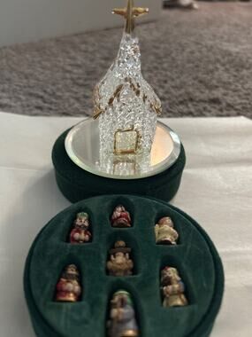Mini Nativity set with small glass church.